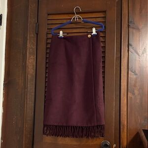 Ann Taylor Deep Burgundy Pencil Skirt with Fringe